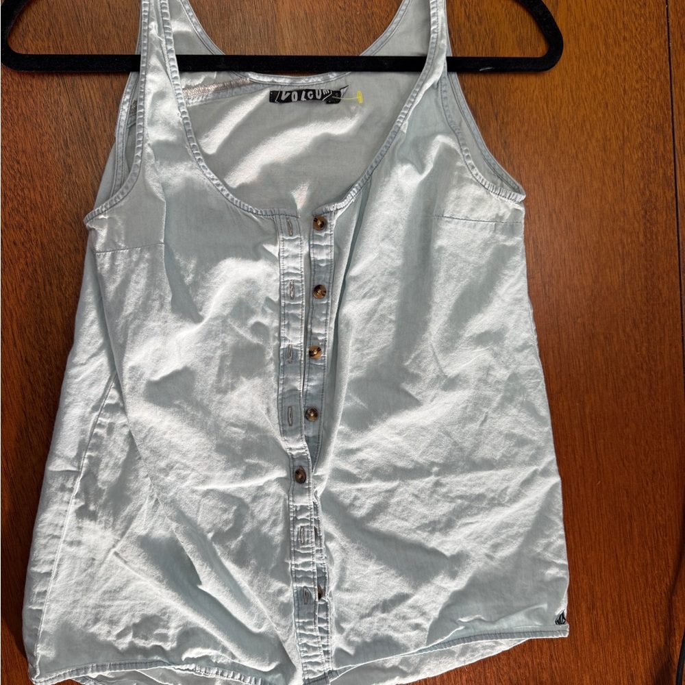 Volcom Sky Blue Button-Front Tank Top